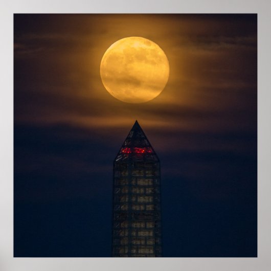Supermoon über Washington Monument Poster (Vorne)