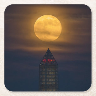 Supermoon über Washington Monument Rechteckiger Pappuntersetzer
