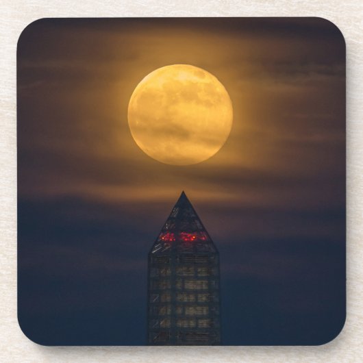 Supermoon über Washington Monument Untersetzer (Vorderseite)