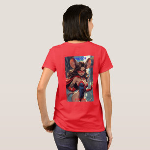 SuperMouse Frau bekam rote Frauen T-Shirt Rückseit
