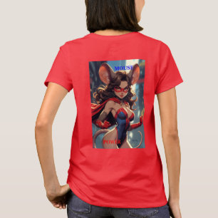 SuperMouse Frau Maus Power Frauen rotes T-Shirt bk