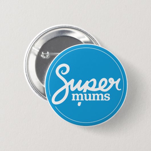 Supermums Abzeichen - Blau Button (Vorne & Hinten)