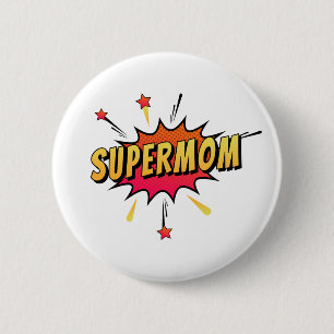Supermutter Retro Comic Pop Art  Button