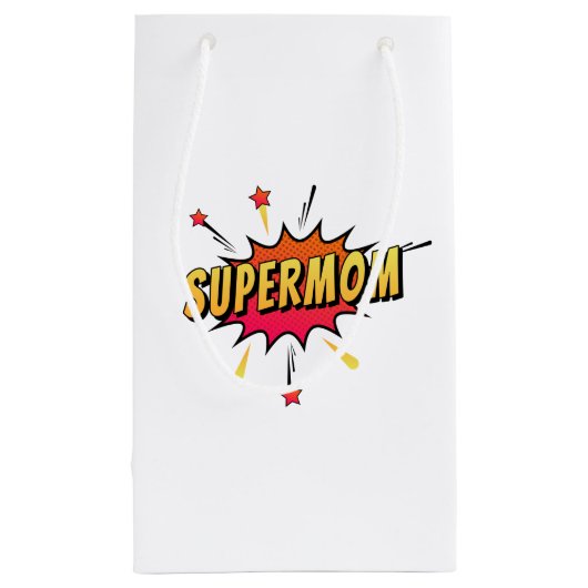 Supermutter Retro Comic Pop Art| Geschenktasche Kleine Geschenktüte (Rückseite)