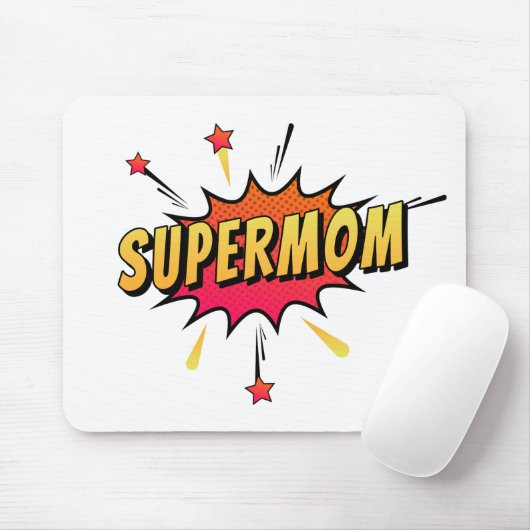 Supermutter Retro Comic Pop Art | Mousepad (Mit Mouse)