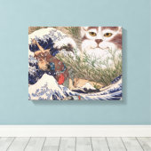 Supernatural Cat at the Great Wave Leinwanddruck (Insitu (Holzboden))
