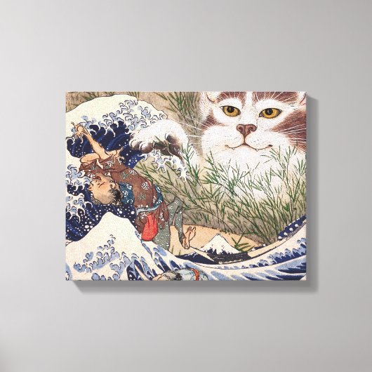 Supernatural Cat at the Great Wave Leinwanddruck (Vorderseite)