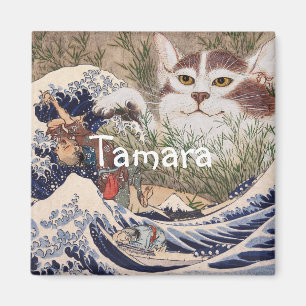 Supernatural Cat at the Great Wave Magnet