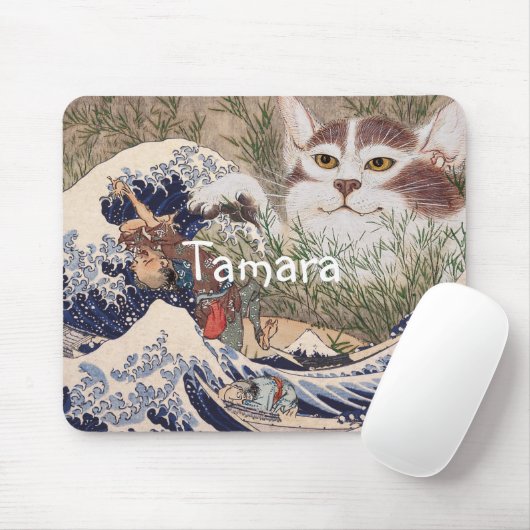Supernatural Cat at the Great Wave Mousepad (Mit Mouse)