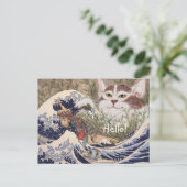 Supernatural Cat at the Great Wave Postkarte (Stehend Vorderseite)