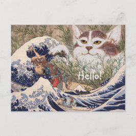 Supernatural Cat at the Great Wave Postkarte