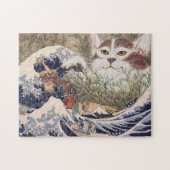 Supernatural Cat at the Great Wave Puzzle (Horizontal)