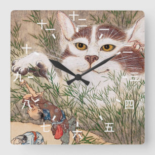 Supernatural Cat Quadratische Wanduhr