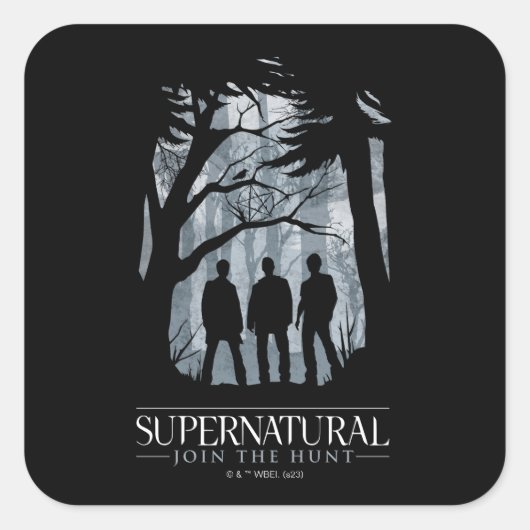 Supernatural Forest Silhouette Graphic Quadratischer Aufkleber (Vorderseite)