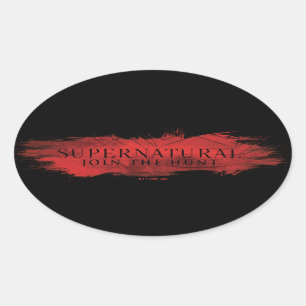 Supernatural "Join the Hunt" Red Splash Ovaler Aufkleber