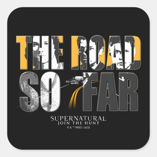 Supernatural "The Road So far" Quadratischer Aufkleber (Vorderseite)