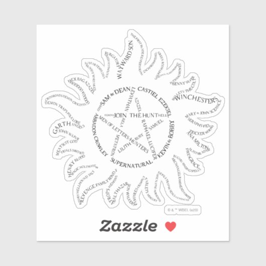 Supernatural Typografie Pentagramm Aufkleber (Blatt)