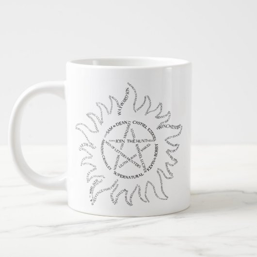 Supernatural Typografie Pentagramm Jumbo-Tasse (Links)