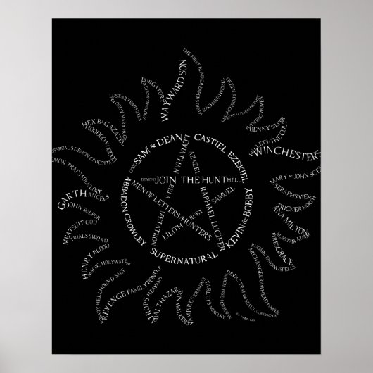 Supernatural Typografie Pentagramm Poster (Vorne)