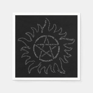 Supernatural Typografie Pentagramm Serviette