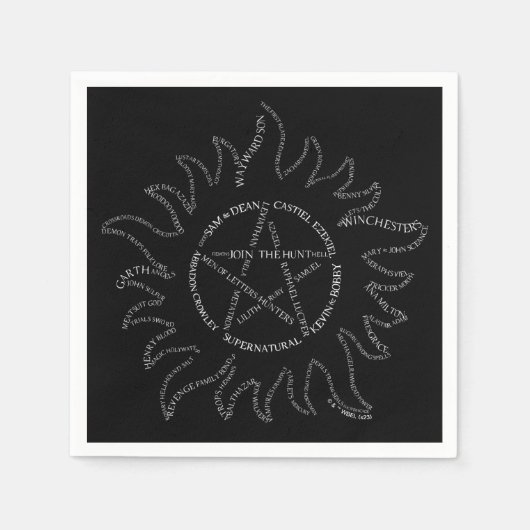 Supernatural Typografie Pentagramm Serviette (Vorderseite)