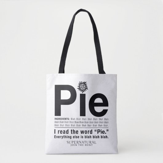 Supernatürliches "Pie"-Zitat Tasche (Vorderseite)