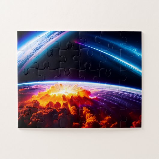 Supernova-Planet unter Phantastischem kosmischem n Puzzle (Horizontal)