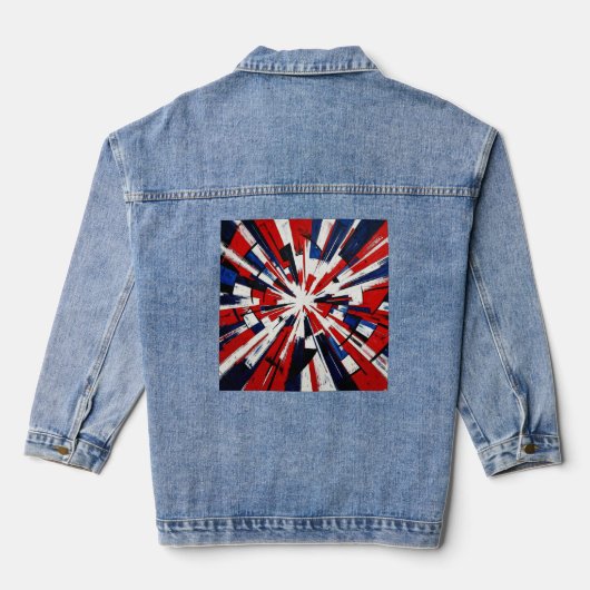 Supernova Pop – Abstrakte geometrische Explosion Jeansjacke (Rückseite)