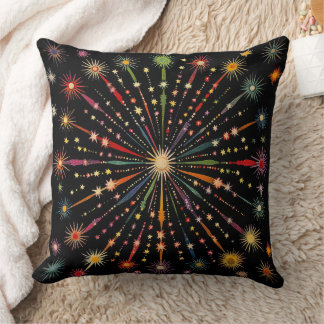 Supernova - Regenbogensterne Galaxie Schwarz Retro Kissen