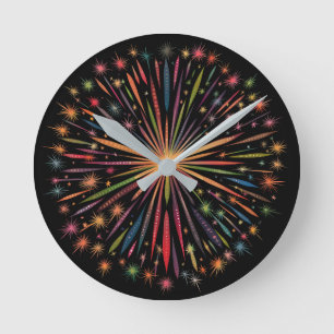 Supernova - Regenbogensterne Galaxie Schwarz Retro Runde Wanduhr