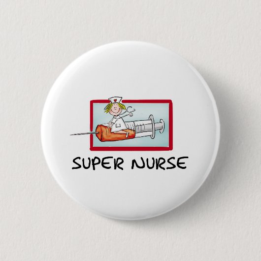 supernurse - humorvolle Cartoon-Krankenschwester Button (Vorderseite)