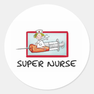 supernurse - humorvolle Cartoon-Krankenschwester Runder Aufkleber
