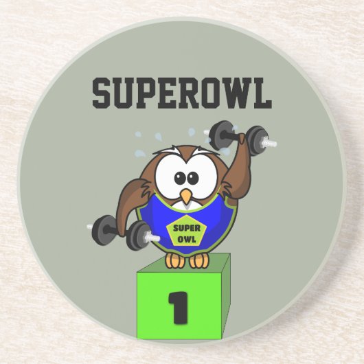 SuperOwl Sandstein Untersetzer (Vorne)