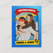 Superpaar Custom Couple Valentines Trading Card Telefonnummerkarte (Vorderseite)