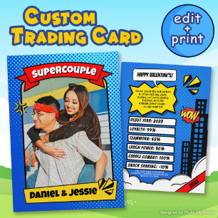 Superpaar Custom Couple Valentines Trading Card Telefonnummerkarte
