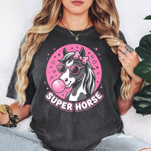 Superpferd mit Kaugummi und rosaroter Sonnenbrille T-Shirt