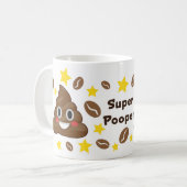 SuperPooper Kaffeebohne Emoji kacken Tasse (Vorderseite Links)