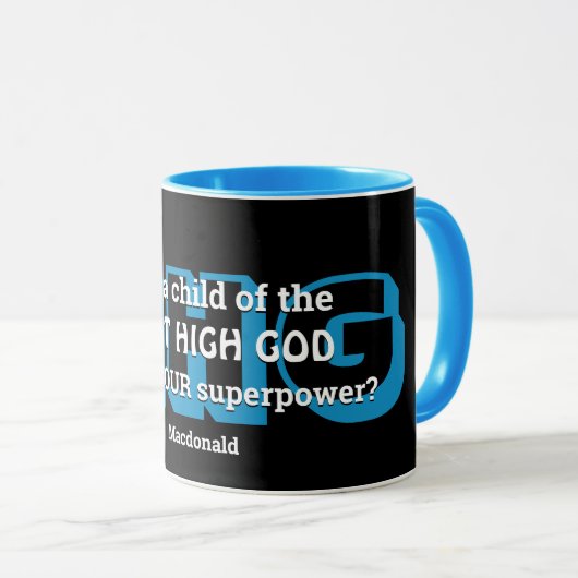 Superpower AM HIGH GOD Personalisiert Light Blue Tasse (VorderseiteRechts)