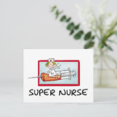 Superschwester - Humorvolle Cartoon Krankenschwest Postkarte (Stehend Vorderseite)