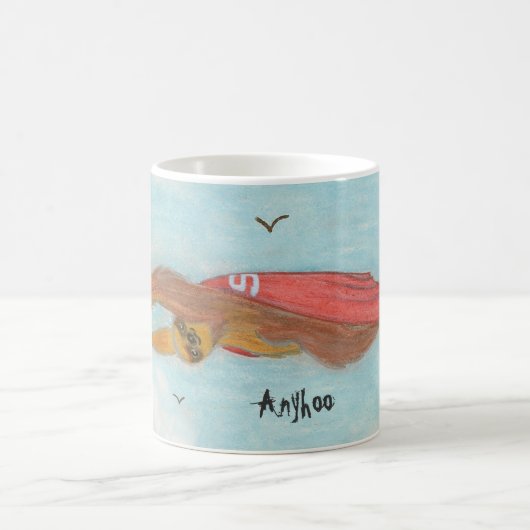 Superslothflug mit der Unterschrift "Anyhoo" Kaffeetasse (Mittel)