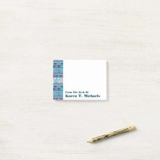 Superspaß-Fisch-u. Segelboot-Muster | addieren Post-it Klebezettel (Auf Schreibtisch)