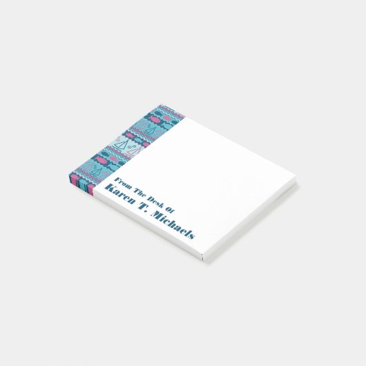 Superspaß-Fisch-u. Segelboot-Muster | addieren Post-it Klebezettel (angewinkelt)