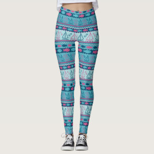 Superspaß-Fisch-und Segelboot-Muster Leggings