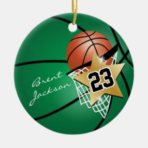Superstar Autograph Basketball - Dunkelgrün Keramik Ornament