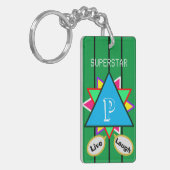 Superstar Cartoon Liebe Monogram Blue Green Schlüsselanhänger (Vorderseite links)