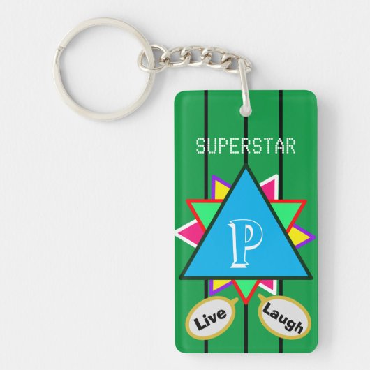 Superstar Cartoon Liebe Monogram Blue Green Schlüsselanhänger (Vorderseite)
