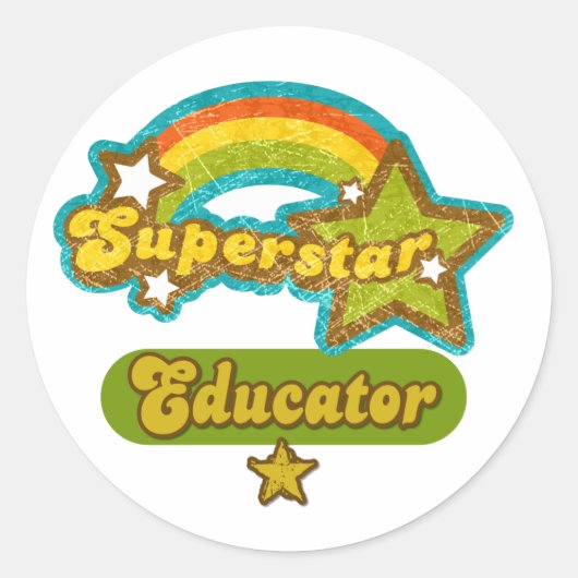Superstar Educator Runder Aufkleber (Vorderseite)