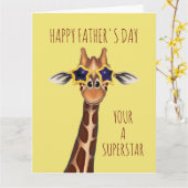 Superstar Giraffe, Cooler Vatertag Karte (Gelbe Blume)