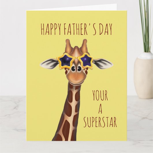 Superstar Giraffe, Cooler Vatertag Karte (Vorderseite)