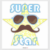 Superstar mit Sonnenbrille und Schnurrbart Aufkleber (Blatt)